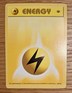 Lightning Energy 100/102 Base Set Shadowless 1st Edition Pokemon Card - NM! - Image 1