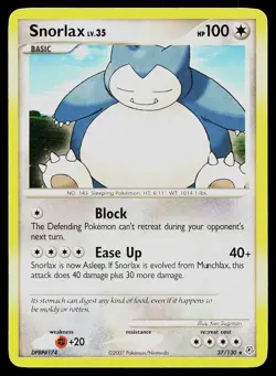Pokemon Card Diamond & Pearl Snorlax 37/130 Rare - Image 1