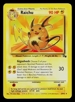 Pokemon Card - Raichu Fossil 1999-2000 29/62 Rare - Image 1