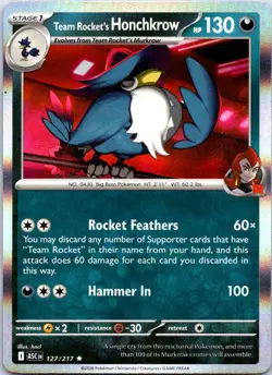 Team Rocket's Honchkrow 127/217 Rare ME: Ascended Heroes Pokemon Holo NM - Image 1