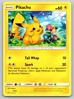 Pikachu (#14) 14/30 Common SM Trainer Kit: Lycanroc & Alolan Raichu Pokemon NM - Image 1