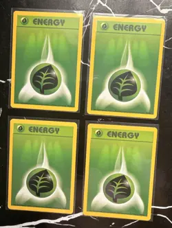 Pokemon TCG Set of 4 Vintage Grass Energy Cards *SLEEVED* - Image 1