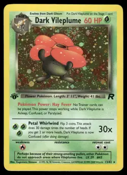 Dark Vileplume 13/82 1st Edition Holo Team Rocket Holo Rare NM EBAY LIVE FRIDAY - Image 1