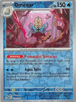 Omastar 139/165 Rare 151 Pokemon Reverse Holo Near Mint - Image 1