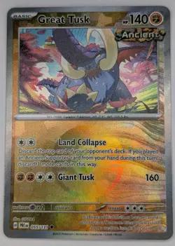 Great Tusk 55/131 Pokemon TCG S&V Prismatic Evolutions Pokeball Reverse Holo NM - Image 1