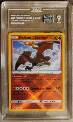 TAG 9 Radiant Charizard 020/159 Pokemon TCG Crown Zenith Radiant Rare #020 Mint - Image 1
