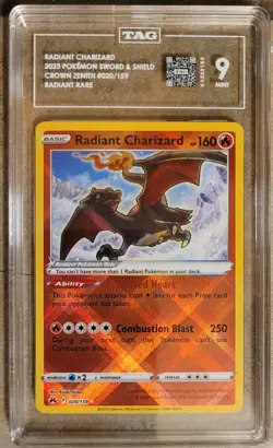 TAG 9 Radiant Charizard 020/159 Pokemon TCG Crown Zenith Radiant Rare #020 Mint - Image 2