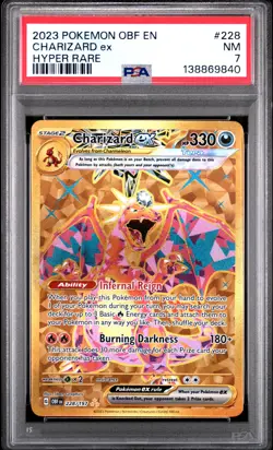 2023 POKEMON OBF EN-OBSIDIAN FLAMES HYPER RARE #228 CHARIZARD EX PSA 7 - Image 1