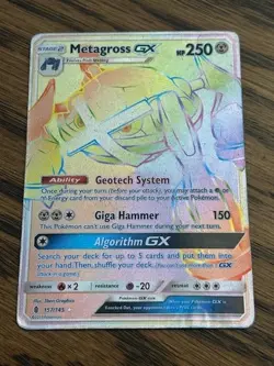 Pokemon Metagross GX157/145 Guardians Rising Rainbow Secret Rare Holo - MP - Image 1