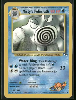Misty's Poliwrath 31/132 Rare Gym Heroes Pokemon Heavily Played - Image 1