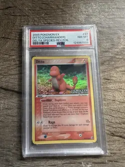 2005 Pokemon: DITTO (CHARMANDER) 37/113 [Reverse Holo] EX Delta Species NM PSA 8 - Image 1