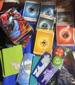 Huge Pokemon Product Lot Pin Stickers Dice Sleeves Coins Mat - Read Desc - Image 2