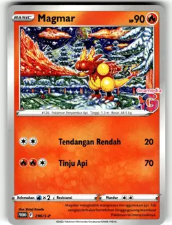 Pokemon Indonesia Gramedia Promo Card Magmar 296/S-P Stamped - Image 1