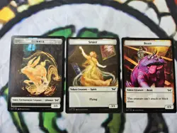 Mtg Misprint Tokens Beast, Glimmer, Spirit. Dark Printings. Look At Bottom - Image 1
