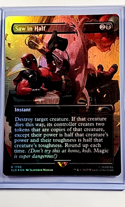 2025 MTG Magic the Gathering Secret Lair Foil Deadpool Marvel #1755 Saw in Half - Image 1