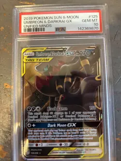 2019 Pokemon Sun & Moon Unified Minds Umbreon & Darkrai GX #125 Tag Team PSA 10 - Image 1