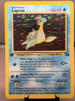 Pokemon TCG 1st Edition Lapras 10/62 Fossil Set Holo Rare WOTC VTG 1999 - Image 1