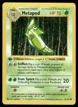 Metapod 54/102 1st Edition Base Set Shadowless Common NM EBAY LIVE FRIDAY - Image 1