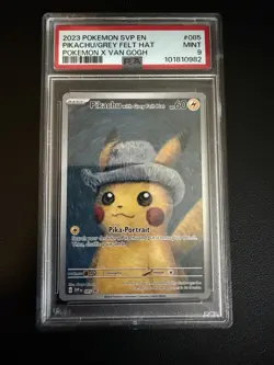 2023 POKEMON SVP EN-SV BLACK STAR PROMO #085 PIKACHU WITH GREY FELT HAT PSA 9 - Image 1
