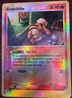 Growlithe 65/100 EX Sandstorm 2003 Reverse Holo e-Series Pokemon Card LP+ - Image 1