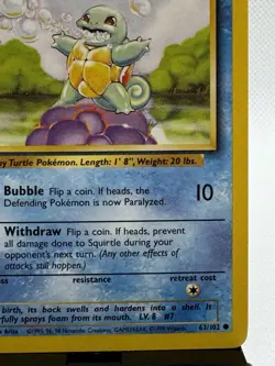 Squirtle Base Set 63/102 - Common Pokemon Card - Near Mint To Mint - Fresh - Image 4