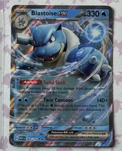 Pokemon TCG Blastoise EX Holo Card 009/165 Scarlet & Violet 151 NM - Image 1