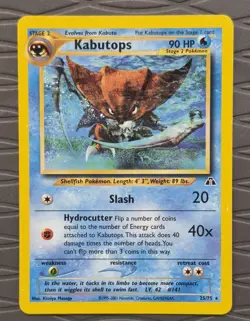 Kabutops 25/75 Pokemon Neo Discovery Unlimited Rare Card WOTC MP/HP - Image 1