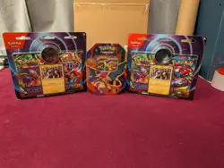 Pokemon TCG Mega Charizard Y EX Tin + 2x ME, Phantasmal Flames 2-pack Blisters - Image 1