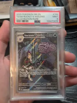 Pokemon 2025 Destined Rivals Team Rockets Weezing IR #199/182 PSA 9 - Image 1