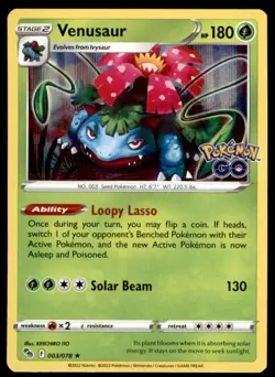 Venusaur 003/078 Holo Rare Pokemon GO Pokemon Holo Lightly Played - Image 1