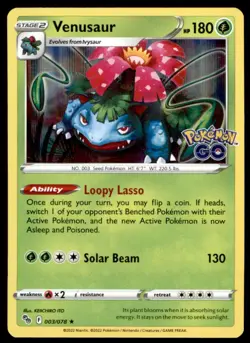 Venusaur 003/078 Holo Rare Pokemon GO Pokemon Holo Lightly Played - Image 1