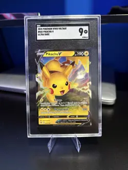 2020 Pokemon Vivid Voltage Pikachu V #043/185 Ultra Rare – SGC 9 Mint – Graded - Image 1