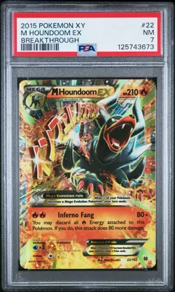2015 POKEMON XY BREAKTHROUGH M HOUNDOOM EX #22 22/162 PSA 7 NM NEAR MINT - Image 1