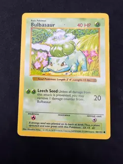 Pokemon TCG Bulbasaur (Shadowless) Base Set 44/102 Regular Common LP/MP - Image 3