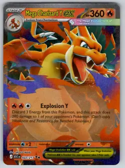 Mega Charizard Y ex 022/217 ME: Ascended Heroes NM Pokemon Double Rare - Image 1