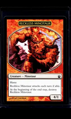 2014 MTG Magic The Gathering Hero's Path Promo #5 Reckless Minotaur LP - Image 1