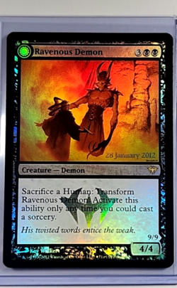 2012 MTG Magic The Gathering DKA Dark Ascension Promo Foil #71 Ravenous Demon LP - Image 1