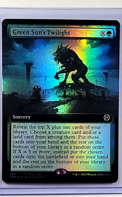 MTG Magic The Gathering ONE Phyrexia Ext Art Promo Foil 284 Green Sun's Twilight - Image 1