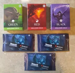 MTG 2024 Sealed Lot: 3 Welcome Decks (R/G/B) + 3 Sealed Promo Packs - Brand New - Image 1