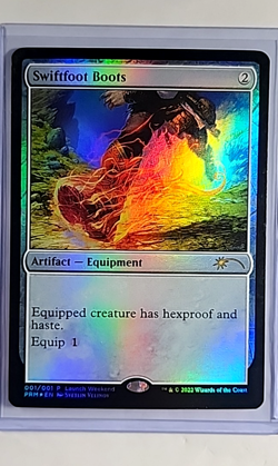 2022 MTG Magic The Gathering WPN Gateway Promo Foil #1 Swiftfoot Boots LP - Image 1