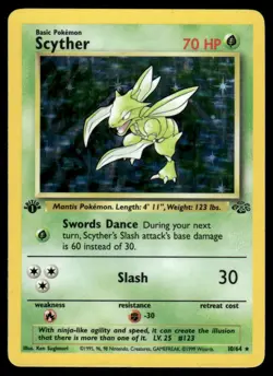 Scyther 10/64 1st Edition Holo Jungle Holo Rare NM EBAY LIVE FRIDAY - Image 1