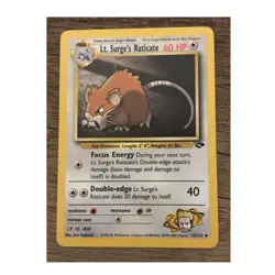 Pokemon TCG Lt. Surge's Raticate 60 HP Gym Challenge Uncommon 1st Ed 53/132 - Image 1