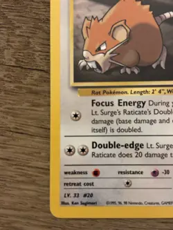 Pokemon TCG Lt. Surge's Raticate 60 HP Gym Challenge Uncommon 1st Ed 53/132 - Image 5