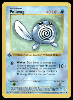 Poliwag 59/102 1st Edition Base Set Shadowless Common NM EBAY LIVE FRIDAY - Image 1