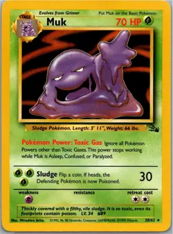 Pokemon Muk (28) Rare Fossil 28/62 NM - Image 1