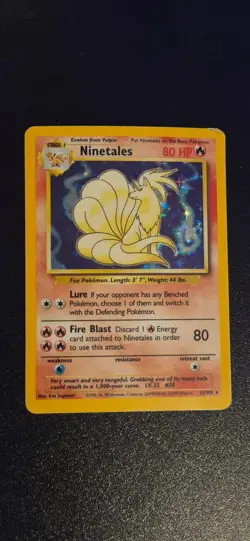 Ninetales 12/102 Holo Rare Base Set Unlimited Pokemon MP - Image 1