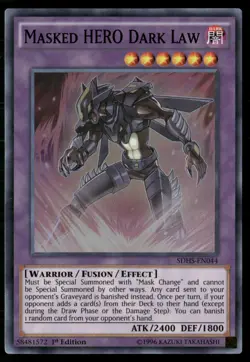 Masked HERO Dark Law SDHS-EN044 Super Rare Yu-Gi-Oh 1st Edition Near Mint - Image 1