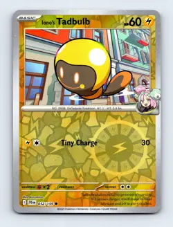 Iono's Tadbulb 052/159 SV09: Journey Together Reverse Holo Near Mint Pokemon Car - Image 1