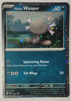Pokemon Paldean Wooper Head Swirl 🌀 Cosmo Holo Bleed Error 041 Black Star Promo - Image 2