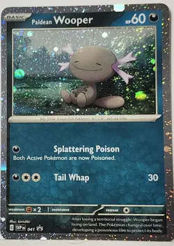 Pokemon Paldean Wooper Head Swirl 🌀 Cosmo Holo Bleed Error 041 Black Star Promo - Image 3
